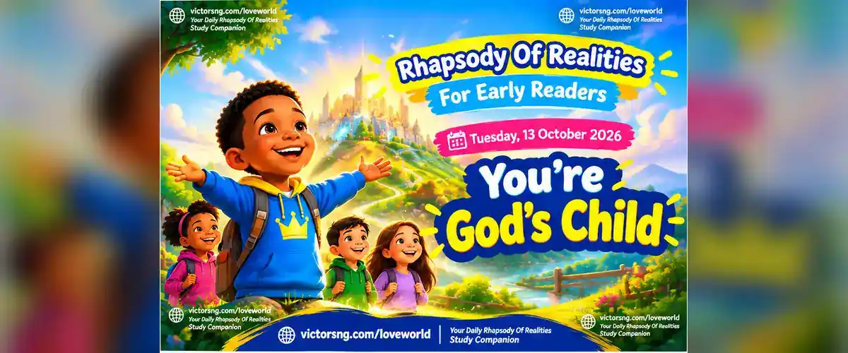 Confident smiling child standing tall in warm golden light for Rhapsody Of Realities for Early Readers (RORER)